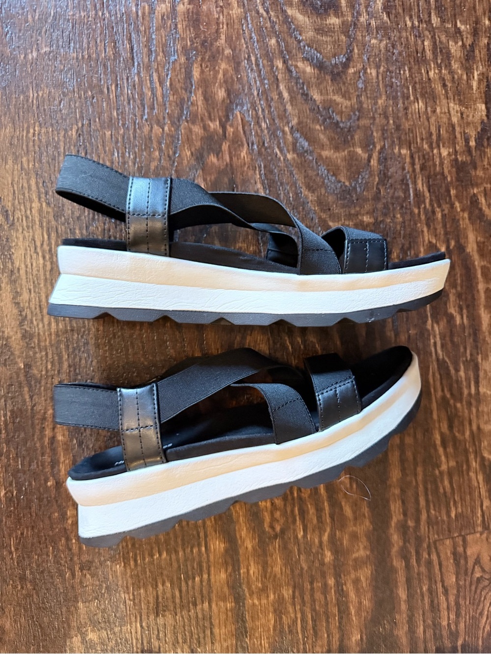 Hush Puppies Black and White Platform Sandals